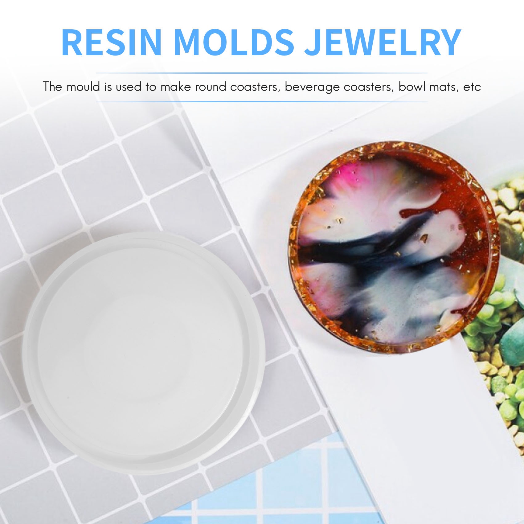 ABQR 4 Pack Big Diy Round Coas - Coaster Mold Round 评论和价格